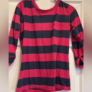 Abercrombie pink and blue stripped shirt 3/4 sleeves